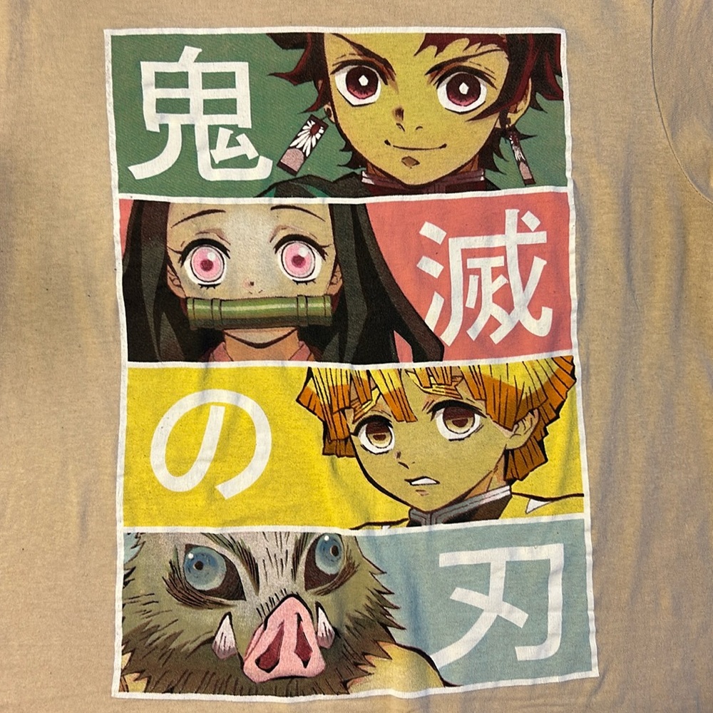 Demon Slayer Graphic Tee - Men’s Small (Beige)